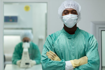 medical workers working on a laboratory